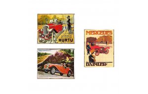Cars Vintage σετ τριών τεμαχίων απο ξύλινους χειροποίητους πίνακες