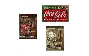 Coca Cola Vintage Σετ απο Ξύλινους Πίνακες 20x30cm S/3 τεμ.