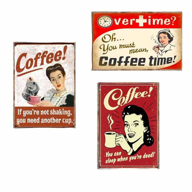 Coffee Vintage Σετ απο Ξύλινους Πίνακες 20x30cm S/3 τεμ.