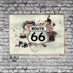 Route 66 σετ τριών τεμαχίων από ξύλινους χειροποίητους πίνακες