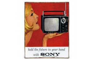 Vintage χειροποίητο πινακάκι διαφήμιση για τηλεόραση