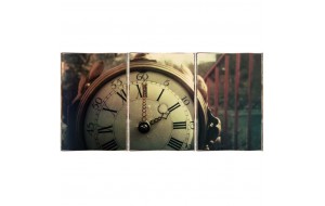 Vintage clock τρίπτυχος πίνακας χειροποίητος 
