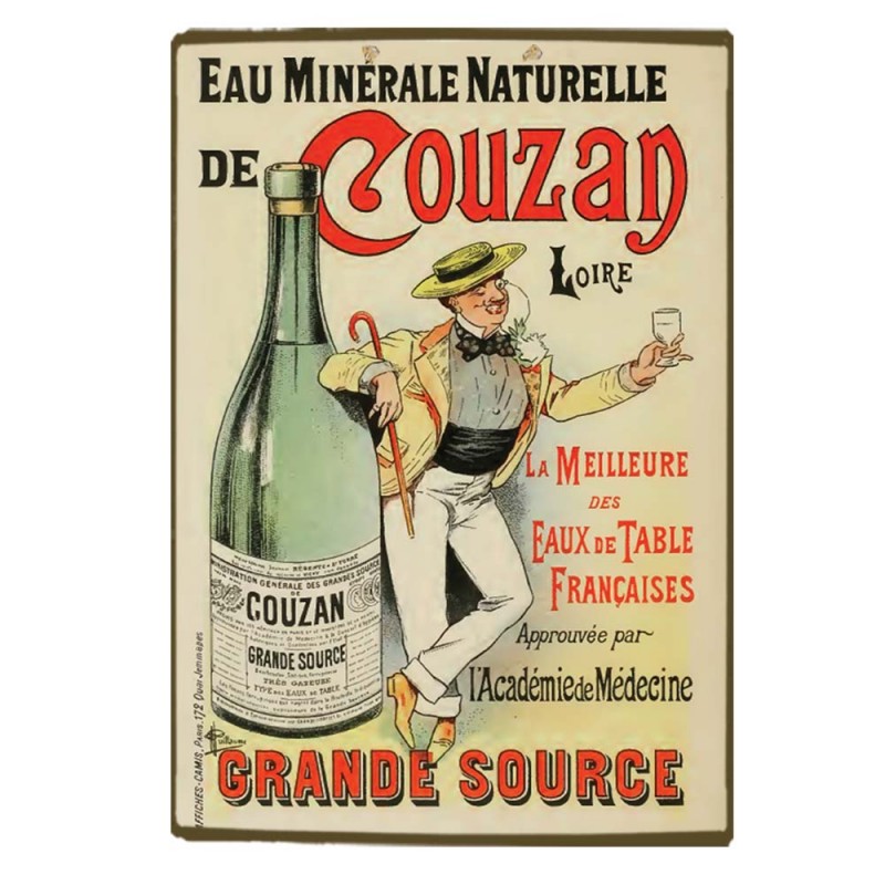 Ξύλινο πινακάκι με παλιά διαφήμιση Γαλλικού εμφιαλωμένου νερού