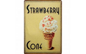 Ξύλινο πινακάκι με παλιά διαφήμιση για παγωτό φράουλα