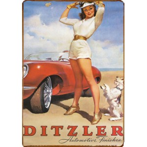 Ξύλινο πινακάκι με vintage διαφήμιση αμερικάνικου αυτοκινήτου
