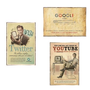 Internet vintage σετ τριών τεμαχίων από ξύλινους χειροποίητους πίνακες