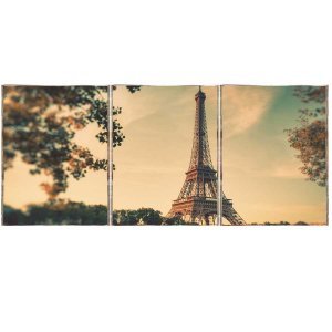 Paris Retro Τρίπτυχος Πίνακας  Χειροποίητος 
