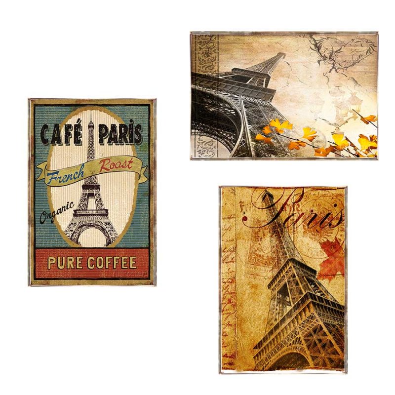 Paris Vintage Σετ απο Ξύλινους Πίνακες 20x30cm S/3 τεμ.