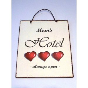 Vintage χειροποίητο πινακάκι mom's hotel 20x25 εκ