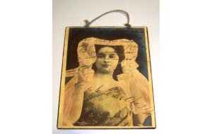 Vintage διακοσμητικό χειροποίητο πινακάκι με κοπέλα 20x25 εκ
