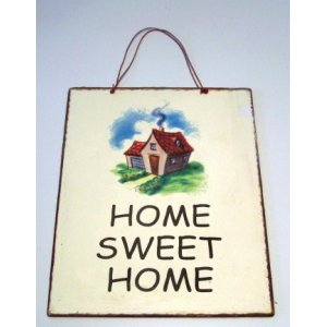 Ρετρό πίνακας χειροποίητος home sweet home 20x25 εκ