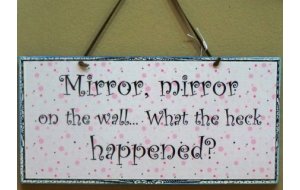 Vintage χειροποίητο πινακάκι mirror mirror 26x13 εκ