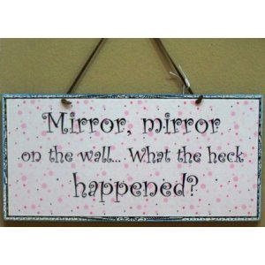 Vintage χειροποίητο πινακάκι mirror mirror 26x13 εκ