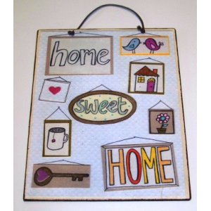 Πίνακας χειροποίητος home sweet home με σύμβολα 20x25 εκ