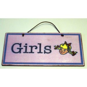 Vintage χειροποίητο πινακάκι girls 26x13 εκ