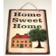 Home sweet home χειροποίητο πινακάκι με σπίτι και δέντρο 20x25 εκ