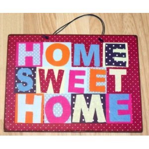 Home sweet home πολύχρωμο διακοσμητικό πινακάκι 25x20 εκ