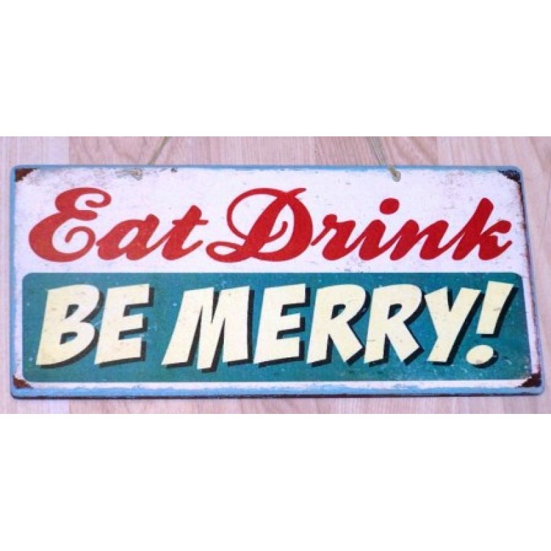 Χειροποίητο πινακάκι eat drink be merry 26x13 εκ