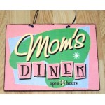 Πίνακας χειροποίητος mom's diner open ροζ 25x20 εκ