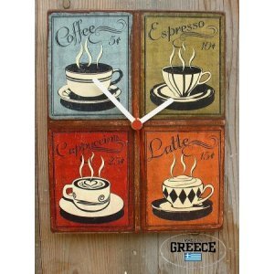 Coffee Menu vintage ρολόι τοίχου χειροποίητο