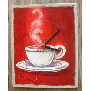 Hot Coffee - Ξύλινο ρολόι τοίχου χειροποίητο