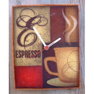 Coffee Time - Ξύλινο ρολόι τοίχου χειροποίητο
