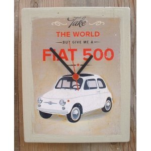 Fiat 500 ρετρό ρολόι τοίχου χειροποίητο