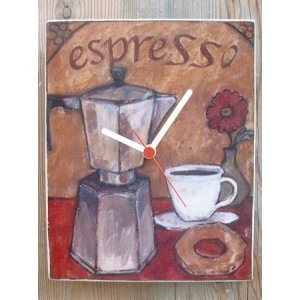 Espresso -  Ρολόι τοίχου χειροποίητο ξύλινο