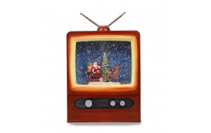 Χριστουγεννιάτικη τηλεόραση φωτιζόμενη με Άγιο Βασίλη με μουσική 15.5x23 εκ