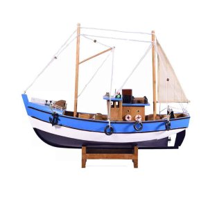 Ψαροκάικο ξύλινο διακοσμητικό με γαλάζιο σκαρί 40x9x37 εκ