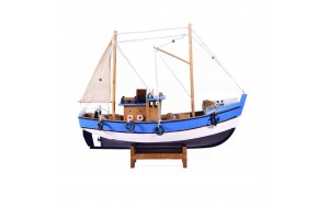Ψαροκάικο ξύλινο διακοσμητικό με γαλάζιο σκαρί 40x9x37 εκ