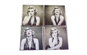 Σουβέρ χειροποίητα σετ 4 τεμάχια φωτογραφίες Marilyn Monroe