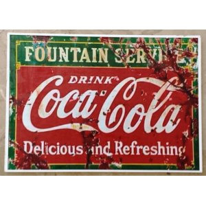 Πίνακας χειροποίητος διαφήμιση refreshing Coca Cola 30x20 εκ