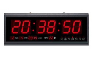 Ρολόι Τοίχου Πινακίδα Led 48x19 cm με Θερμόμετρο και Ημερολόγιο
