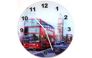 Γυάλινο Ρολόι Τοίχου  London Bus 30 εκ