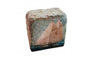 Πρές Παπιέ Πέτρα με Παράσταση Καράβι 9x9 εκ