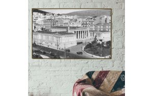 Vintage ξύλινο χειροποίητο ασπρόμαυρο πινακάκι Αθήνα