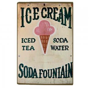 Ice Cream - Soda Fountain Vintage Ξύλινο Χειροποίητο Πινακάκι 30x20 εκ