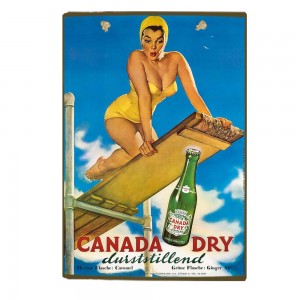 Canada dry γυναίκα σε αναβατήρα ξύλινο χειροποίητο πινακάκι