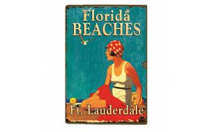 Florida beaches vintage ξύλινο χειροποίητο πινακάκι