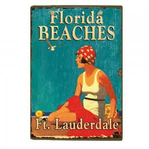 Florida beaches vintage ξύλινο χειροποίητο πινακάκι