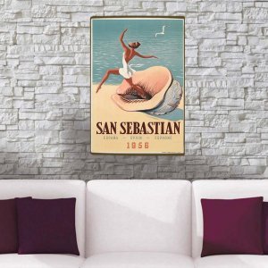 San Sebastian vintage ξύλινο χειροποίητο πινακάκι