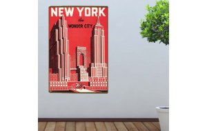Vintage ξύλινο χειροποίητο πινακάκι New York