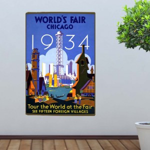 World's fair Chicago 1934 vintage ξύλινο χειροποίητο πινακάκι