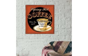 Ζεστός καφές vintage ξύλινο χειροποίητο πινακάκι