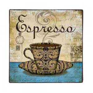 Φλυτζάνι espresso vintage ξύλινο χειροποίητο πινακάκι
