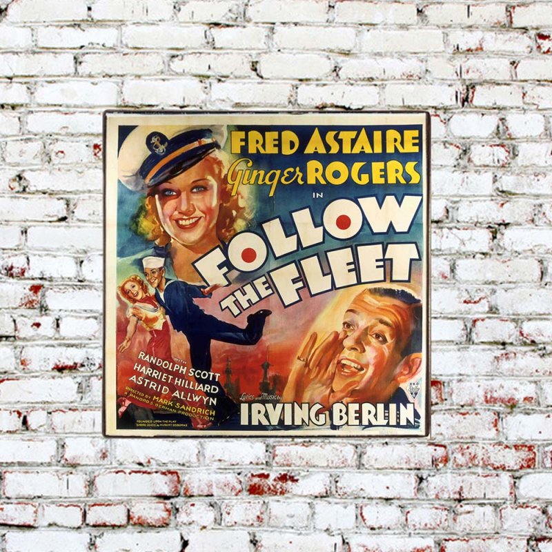 Αφίσα παλιάς ταινίας vintage ξύλινο χειροποίητο πινακάκι