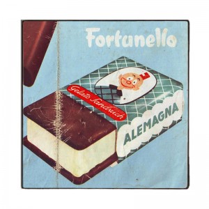 Vintage ξύλινο χειροποίητο πινακάκι με διαφήμιση παγωτού