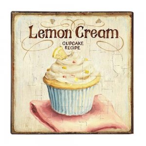 Lemon cream ξύλινο χειροποίητο πινακάκι