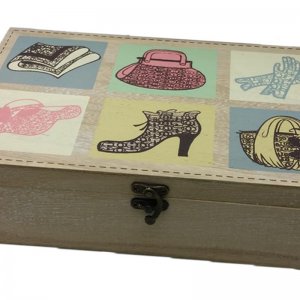 Ξύλινο κουτί ραπτικής με σχέδια 30x20x8 εκ